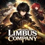 Promotional artwork of Limbus Company showing anime characters in a dark dystopian city battle scene.