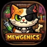 Quirky cartoon cats from Mewgenics mobile game in a playful adventure scene.