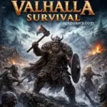 Valhalla Survival Viking warrior battle scene fantasy survival game cover artwork