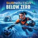 Diver exploring icy ocean with alien creature in Subnautica: Below Zero survival adventure game.