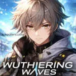 Wuthering Waves game protagonist anime character with futuristic background.