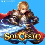 Sol Cesto APK game fantasy warrior character official style logo artwork for mobile RPG strategy game.