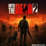 Into the Dead 2 zombie survival game cinematic poster featuring survivor, dog, and zombie apocalypse scene.