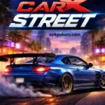 CarX Street racing game icon featuring a blue sports car drifting in a neon-lit city with cinematic visuals.