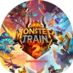 Monster Train game logo featuring a fiery number two and vibrant fantasy characters in a circular layout.